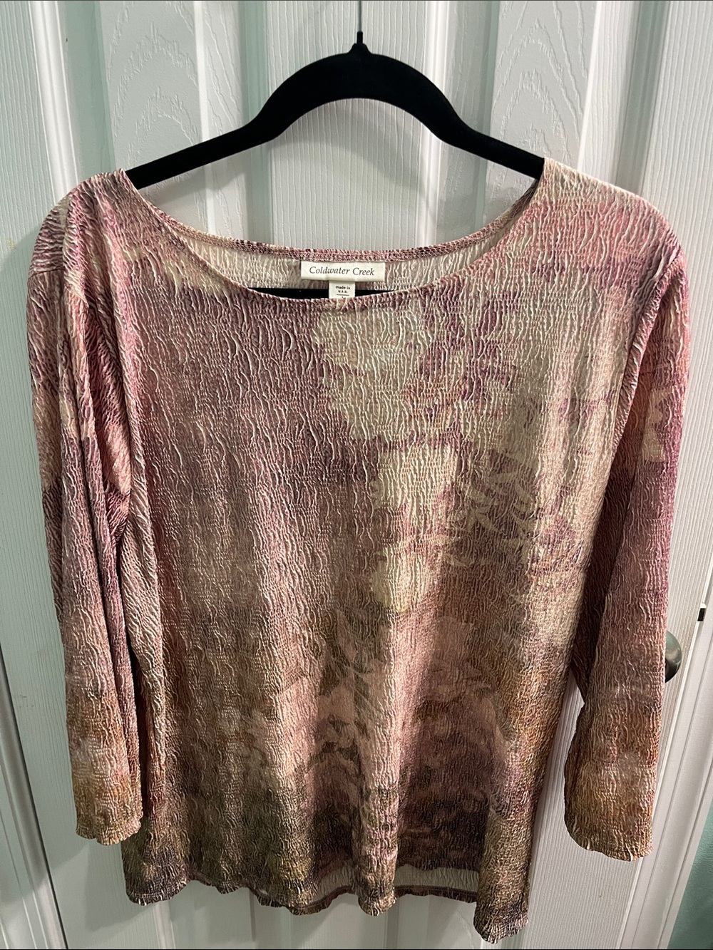 Coldwater Creek Pink Multi-Textured Long Sleeve Top